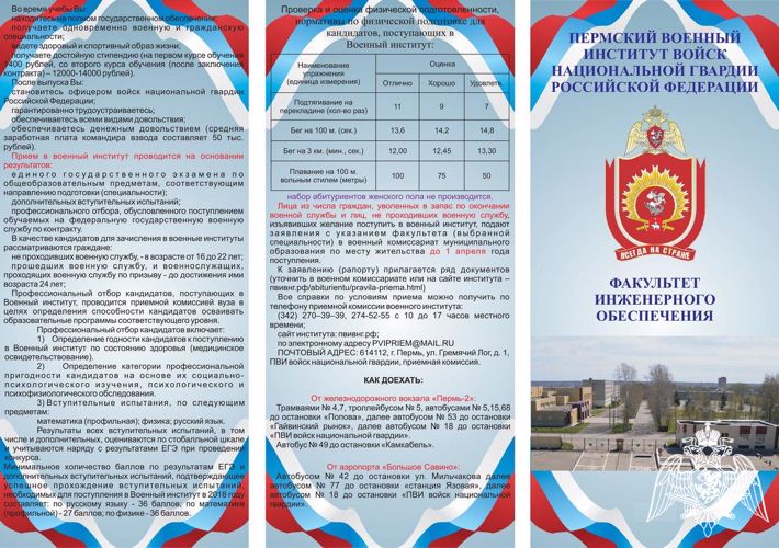 Информация для желающих поступить на обучение в Пермский военный институт войск национальной гвардии