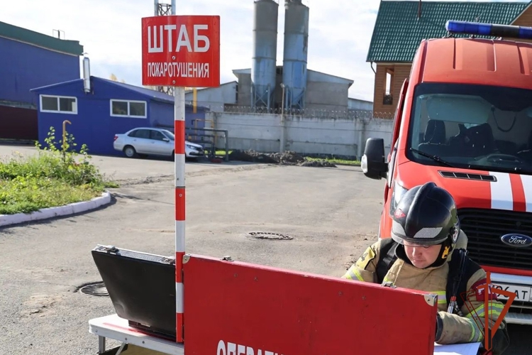 Пожарно-тактическое учение прошло в Управлении Росгвардии по Республике Алтай